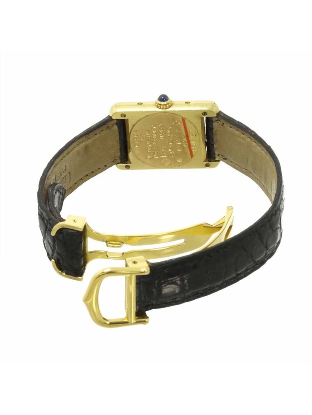 Cartier Must Tank SM Vermeil Vintage Watch Black 925 Sterling Silver Quartz - Picture 4 of 7